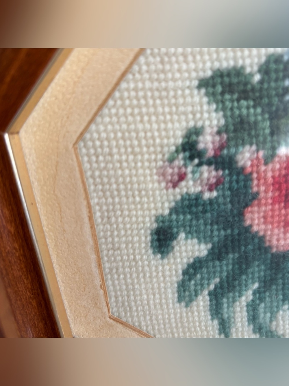 70's Floral Needlepoint Pictures - 2 - Victorian Art - Handmade Floral Pictures - Picture 14 of 16